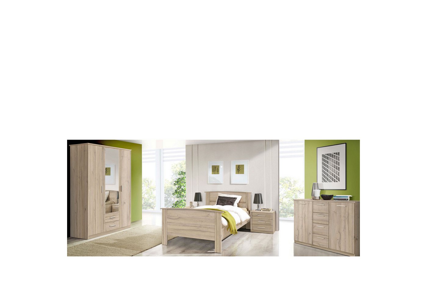 expendio Schlafzimmer-Set Glenn 20, (Spar-Set, 4-St), Bianco Eiche Nb. von expendio