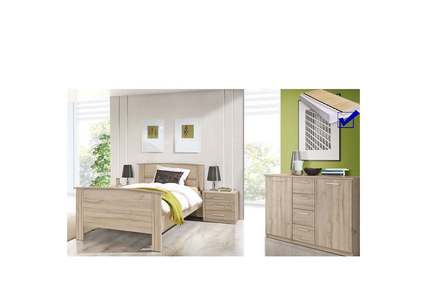 expendio Schlafzimmer-Set Glenn 22, (Spar-Set, 5-St), Bianco Eiche Nb. von expendio