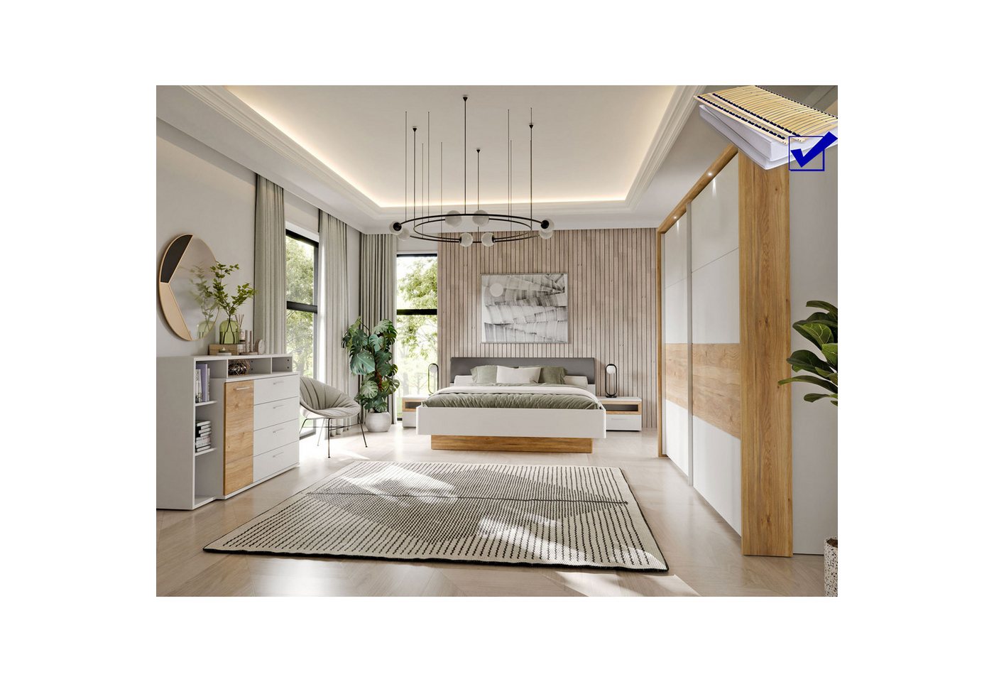 expendio Schlafzimmer-Set Melia 10, (Spar-Set, 10-St), Mauvella Oak / Weiß von expendio