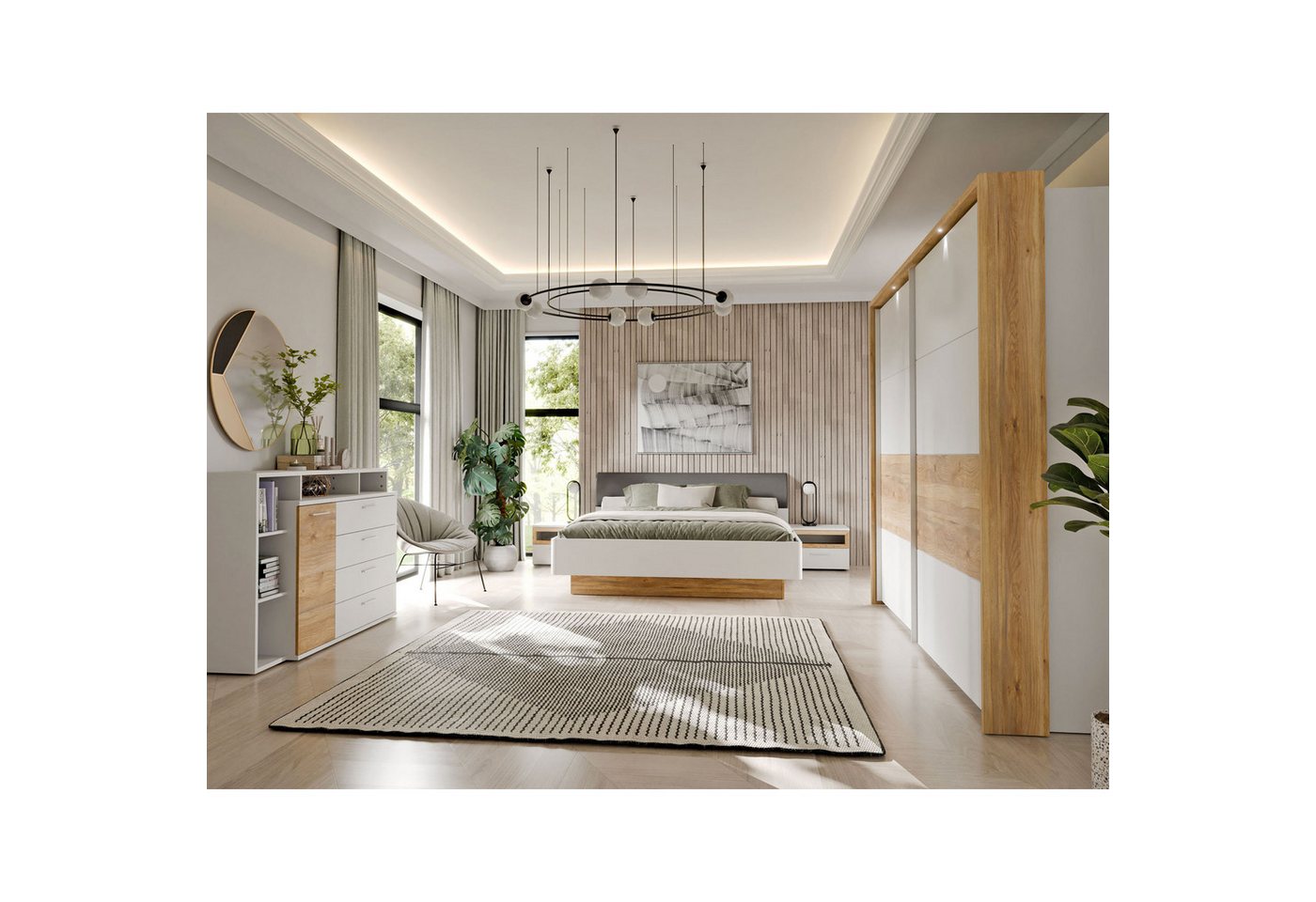 expendio Schlafzimmer-Set Melia 10, (Spar-Set, 5-St), Mauvella Oak / Weiß von expendio