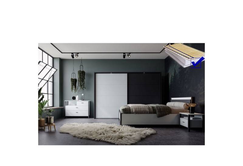 expendio Schlafzimmer-Set Rouven 10, (Spar-Set, 10-St), Secret Grey / schwarz, 460x300x208 cm von expendio