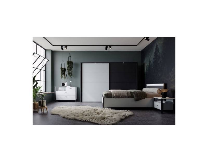 expendio Schlafzimmer-Set Rouven 10, (Spar-Set, 6-St), Secret Grey / schwarz, 460x300x208 cm von expendio