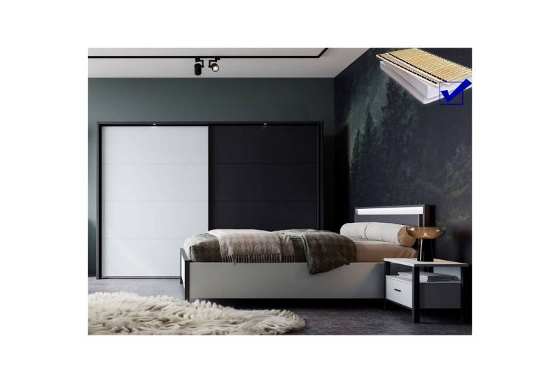 expendio Schlafzimmer-Set Rouven 11, (Spar-Set, 9-St), Secret Grey / schwarz, 460x300x208 cm von expendio