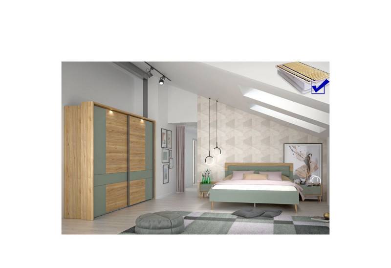 expendio Schlafzimmer-Set Wenke 31, (Spar-Set, 8-tlg), Salbei / Mauvella Oak Nb. von expendio