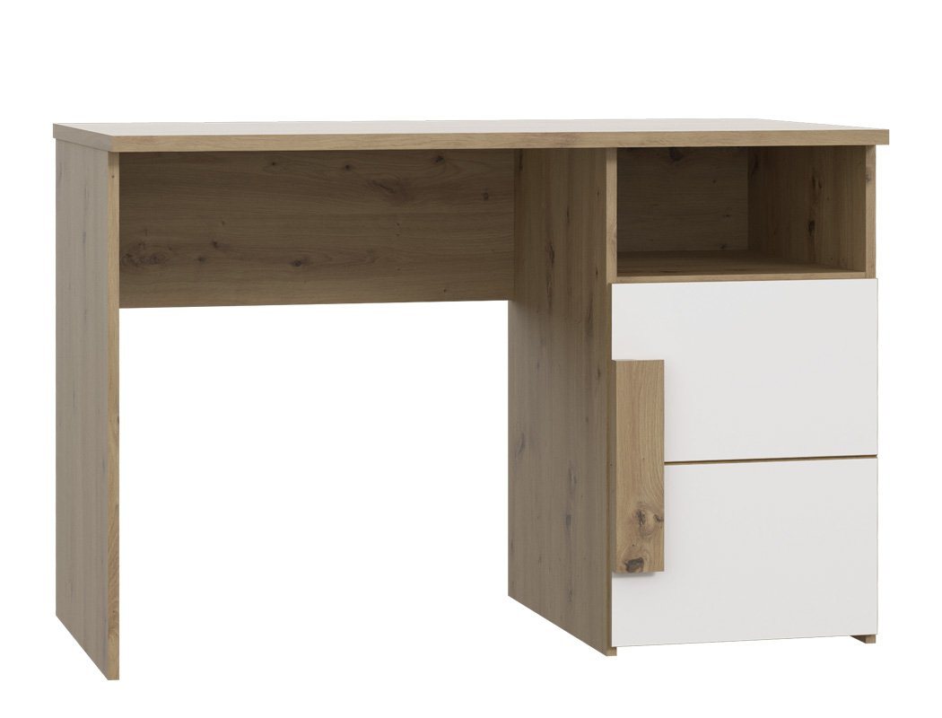 expendio Schreibtisch Aachen 10, Artisan Eiche / weiß 111x76x60 cm mit integriertem Regalschrank von expendio