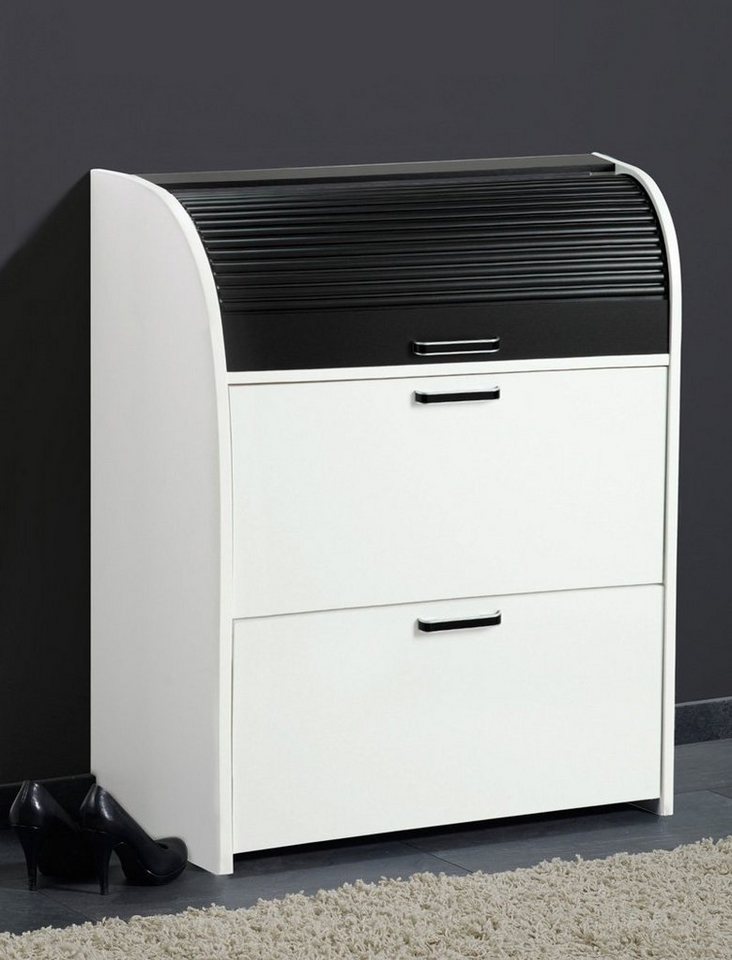 expendio Schuhschrank Ottawa weiss 81x108x39 cm mit Rollo von expendio