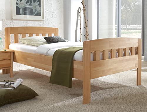 expendio Seniorenbett Siders Comfort Buche massiv Holzbett Farbe und Größe nach Wahl Bettgestell Bett Einzelbett Schlafzimmer, Liegefläche:100 x 200 cm, Holzart:Buche Natur lackiert von expendio