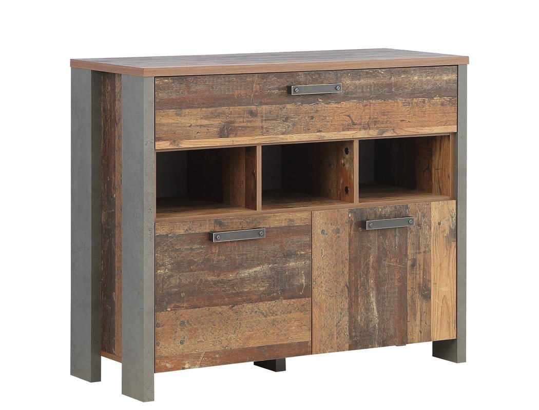 expendio Sideboard Cedric 2, Kommode, Vintage braun/Betonoptik dunkelgrau, 107 x 87 x 42 cm von expendio