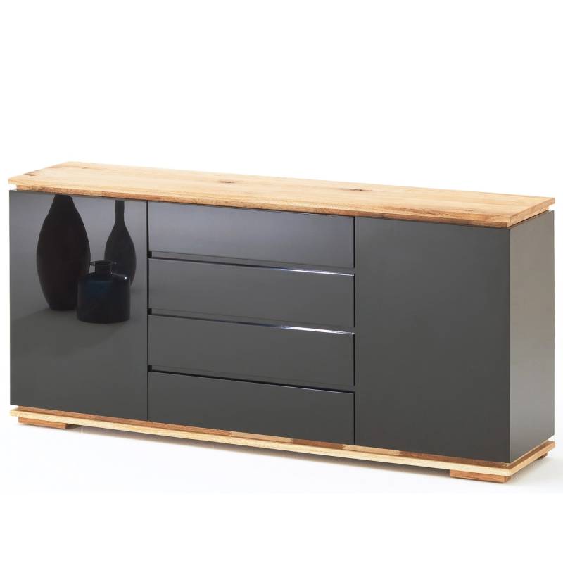 expendio Sideboard Cindro 2 Schwarz Hochglanz 172x81x40 cm von expendio