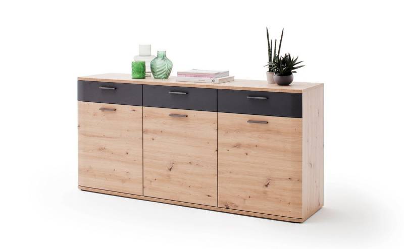 expendio Sideboard Claas 1, Balkeneiche Nb. / anthrazit Nb. 180x85x43 cm vormontiert mit Softclose von expendio