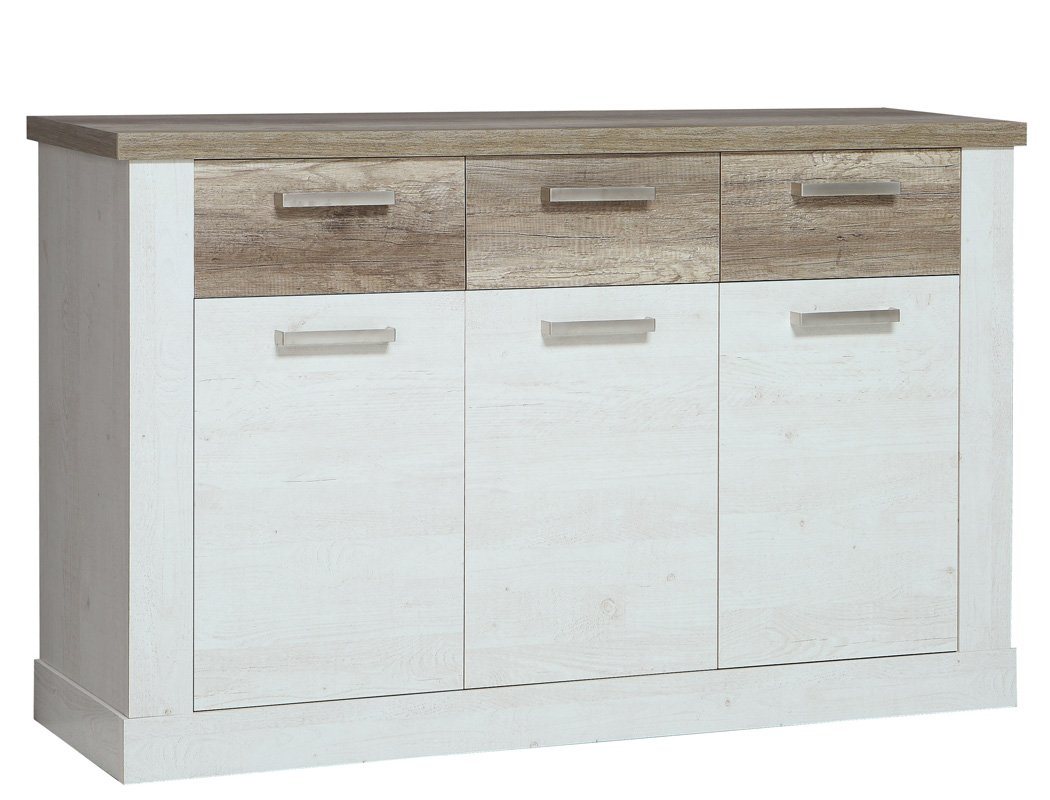 expendio Sideboard Durio 51, Pinie weiss 111x91x42 cm mit Metallgriffen von expendio