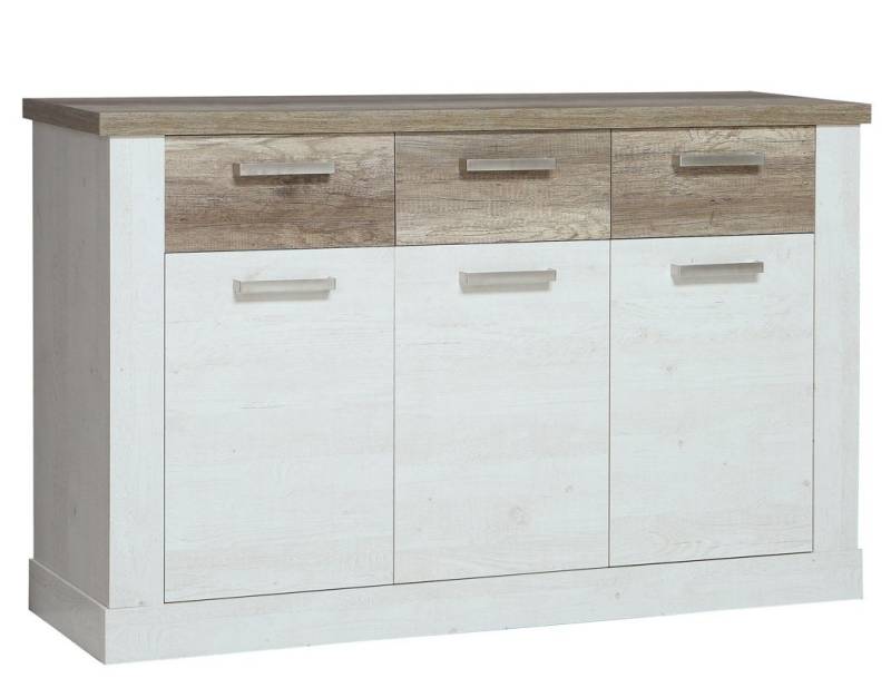 expendio Sideboard Durio 51, Pinie weiss 141x91x42 cm mit Metallgriffen von expendio
