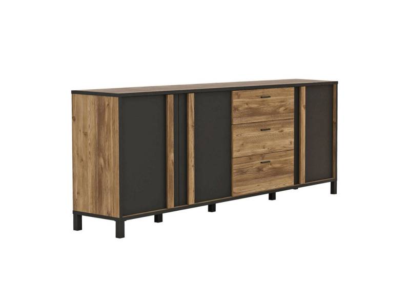 expendio Sideboard Hailey 12, Alpine Picea Nb. / schwarz 200x85x42 cm von expendio