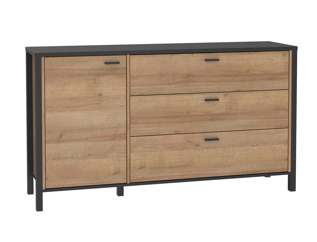 expendio Sideboard Hector 3, Schwarz / Riviera Eiche Nb. 152x86x41 cm mit viel Stauraum von expendio