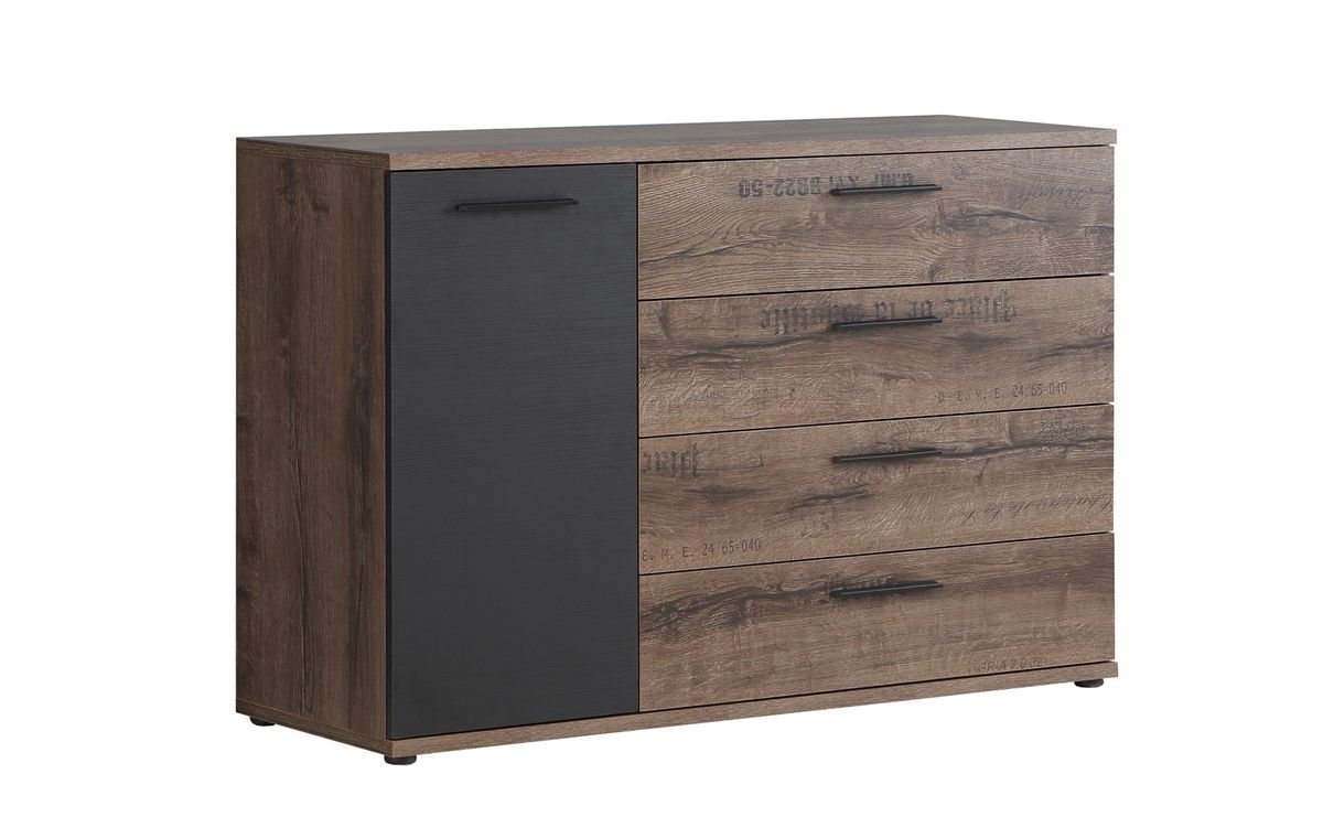 expendio Sideboard Joyce 4, Script-Schlammeiche / Schwarzeiche Nb. 125x83x42 cm mit Schubkästen von expendio