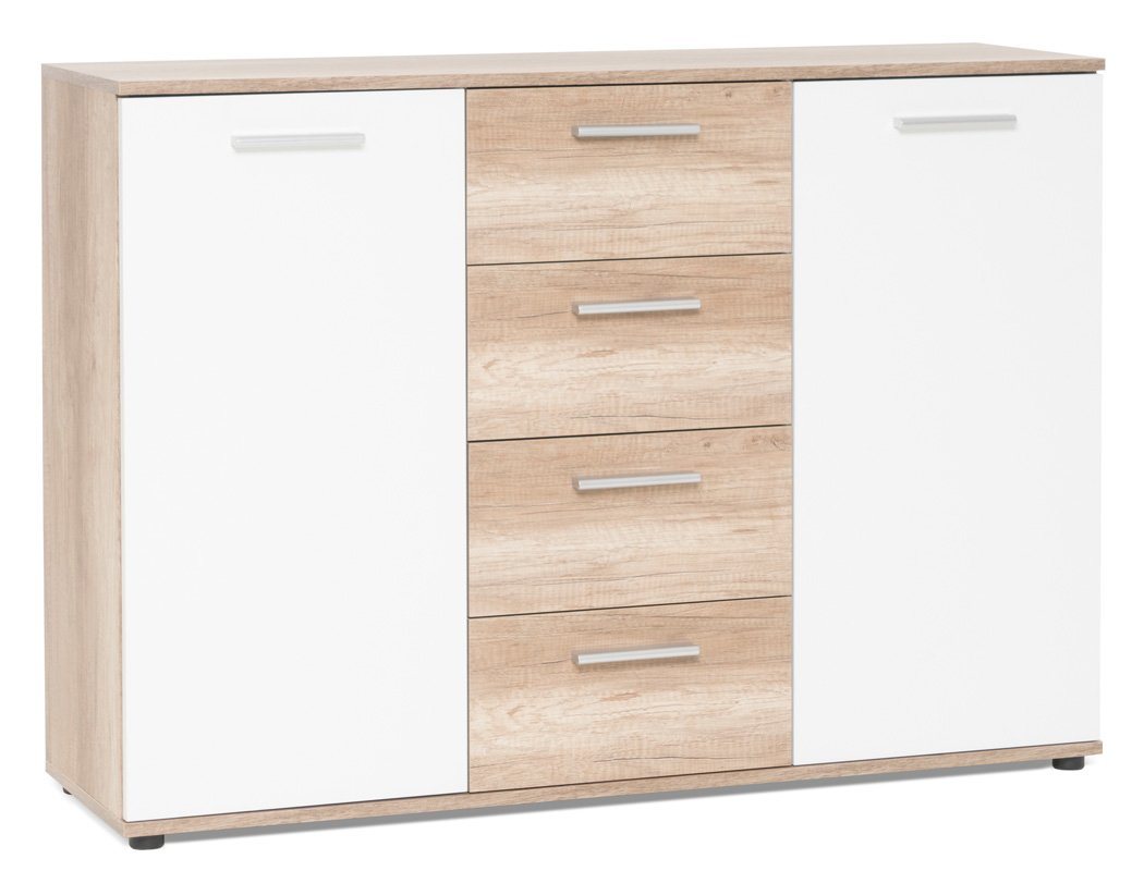 expendio Sideboard Jule 2, wildeiche weiss 120x85x35 cm mit viel Stauraum von expendio