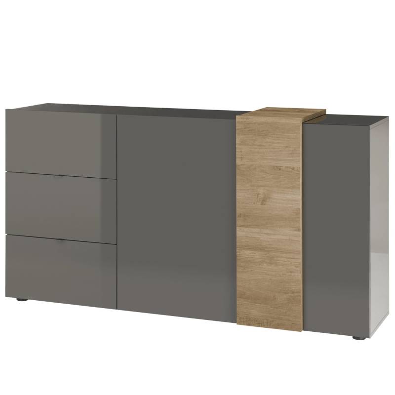 expendio Sideboard Pasko 4 Dunkelgrau Hochglanz 181x94x44 cm von expendio