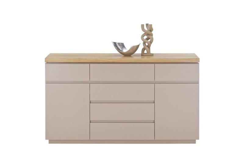 expendio Sideboard Previn 1, warmgrau, matt lackiert / Deckplatte: Akazie massiv, 150x86x40 cm von expendio