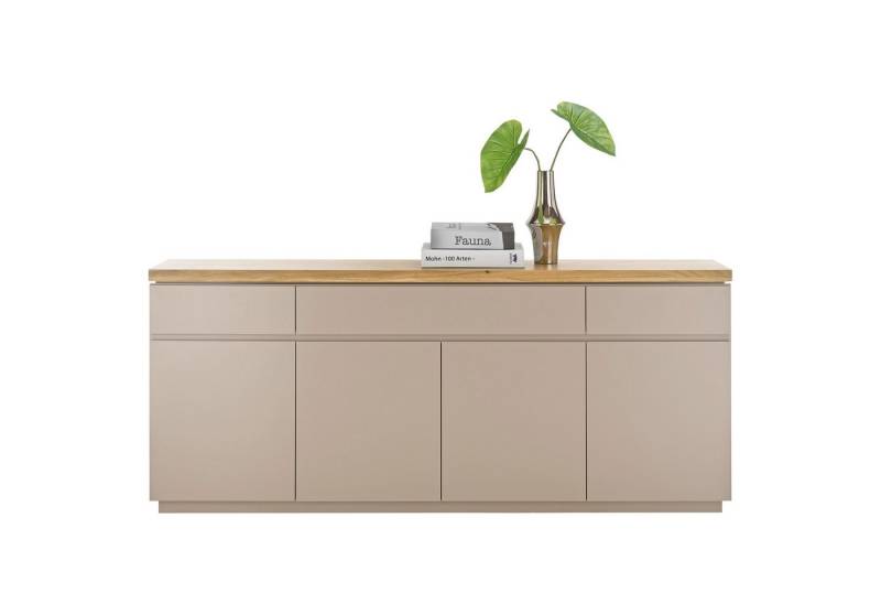 expendio Sideboard Previn 2, warmgrau, matt lackiert / Deckplatte: Akazie massiv, 200x86x40 cm von expendio