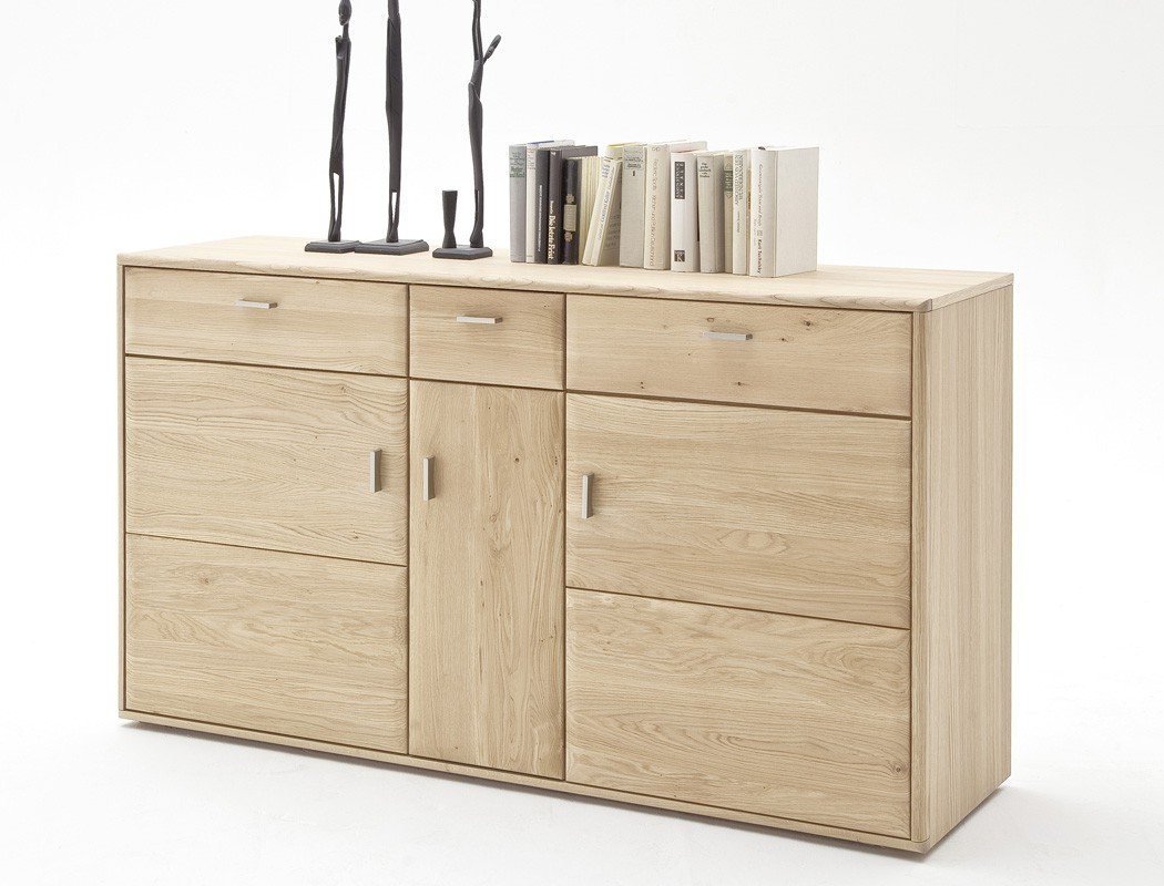 expendio Sideboard Torrent 1, Eiche bianco 154x89x45 cm vormontiert aus Massivholz von expendio