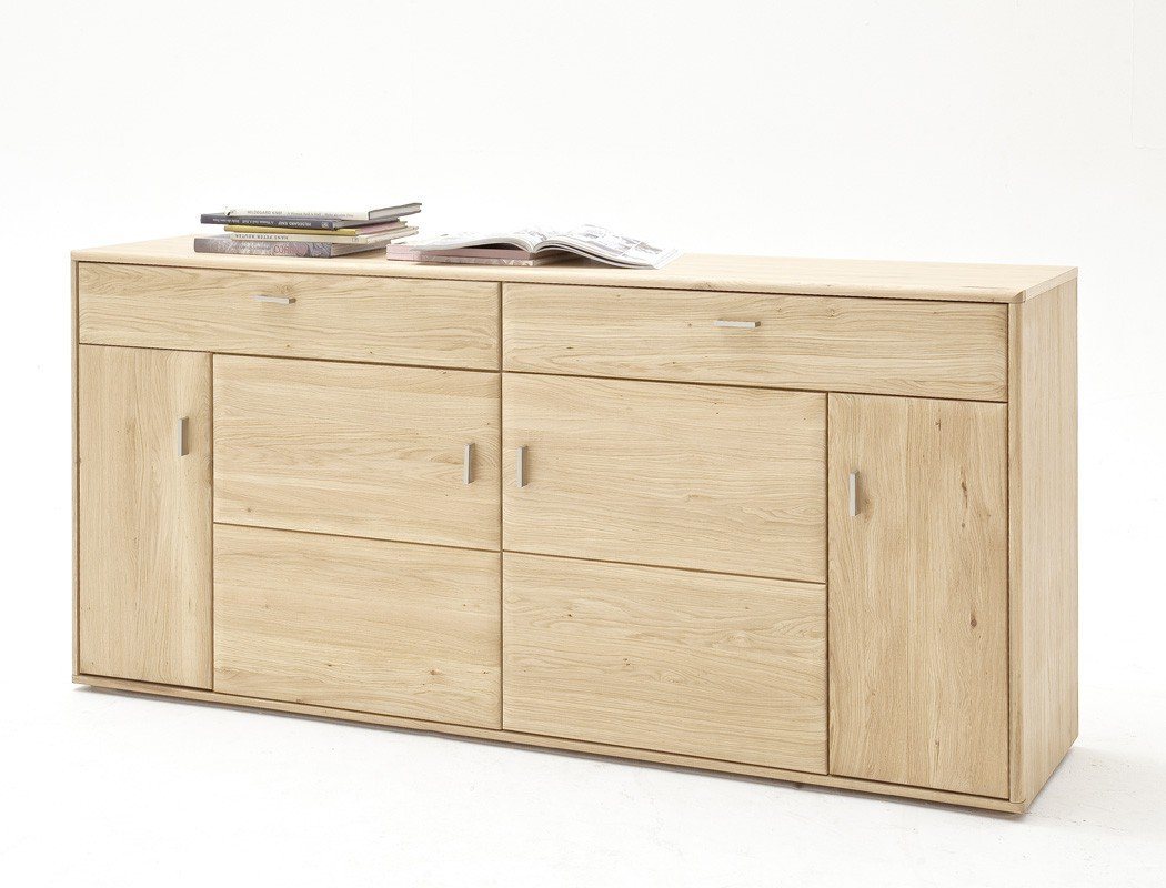 expendio Sideboard Torrent 2, Eiche bianco 184x89x45 cm vormontiert aus Massivholz von expendio