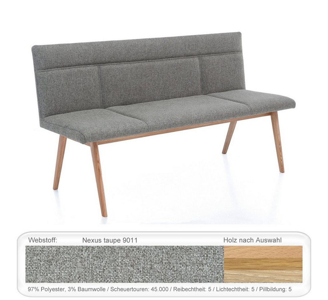 expendio Sitzbank Aranel, Buche natur geölt, Nexus taupe 9011 160x87x58 cm aus Massivholz von expendio