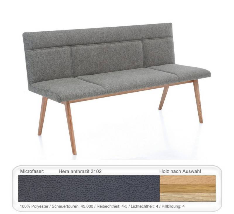 expendio Sitzbank Aranel, Eiche natur geölt, Hera anthrazit 3102 160x87x58 cm aus Massivholz von expendio