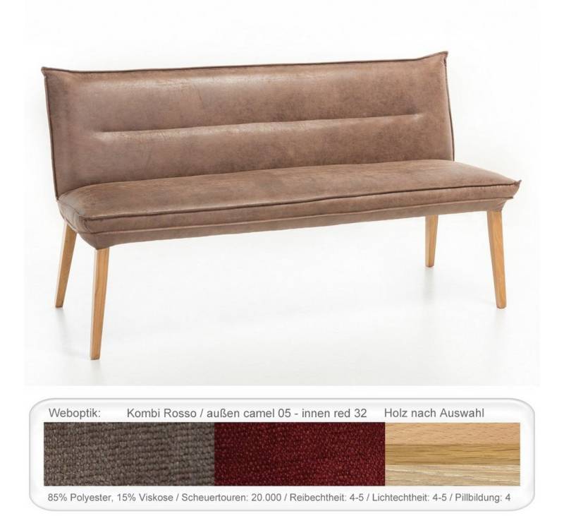 expendio Sitzbank Gerit 2, Eiche bianco, Kombi Fleckless - camel/red 160x86x67 cm aus Massivholz von expendio