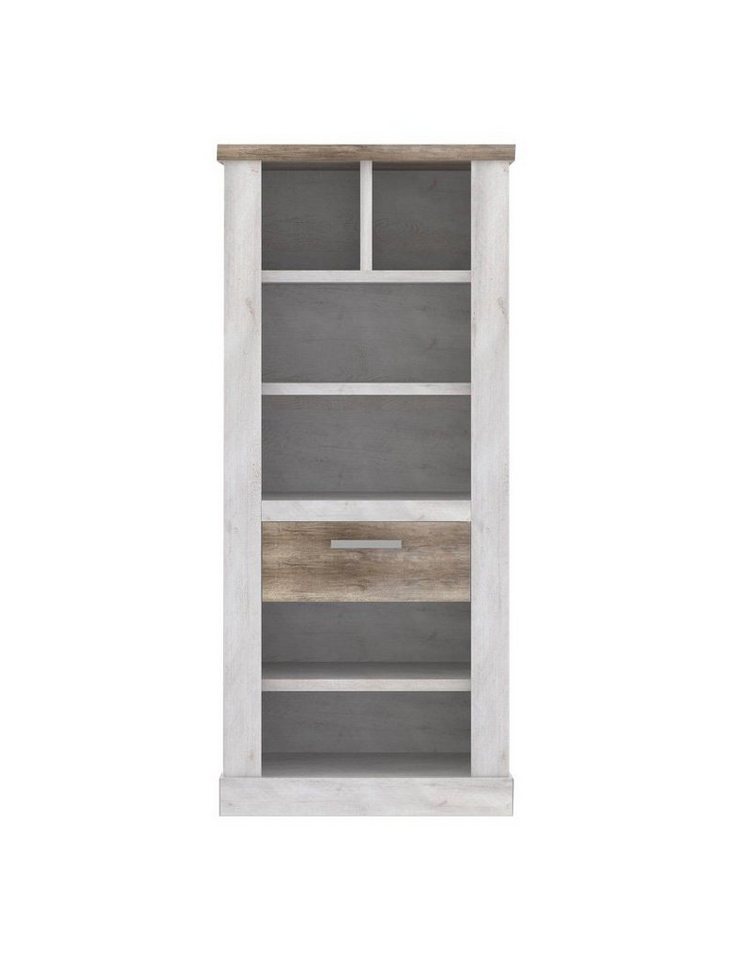 expendio Standregal Durio 6, Pinie weiss 71x160x41 cm mit Metallgriffen expendio Standregal Durio 6, Pinie weiss 71x160x41 cm mit Metallgriffen von expendio
