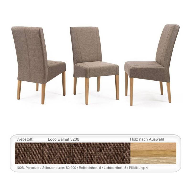 expendio Stuhl Lenz (Spar-Set, 6 St), Eiche bianco, Loco walnut 3206 Massivholz Kaltschaumsitz Sitzgurte von expendio