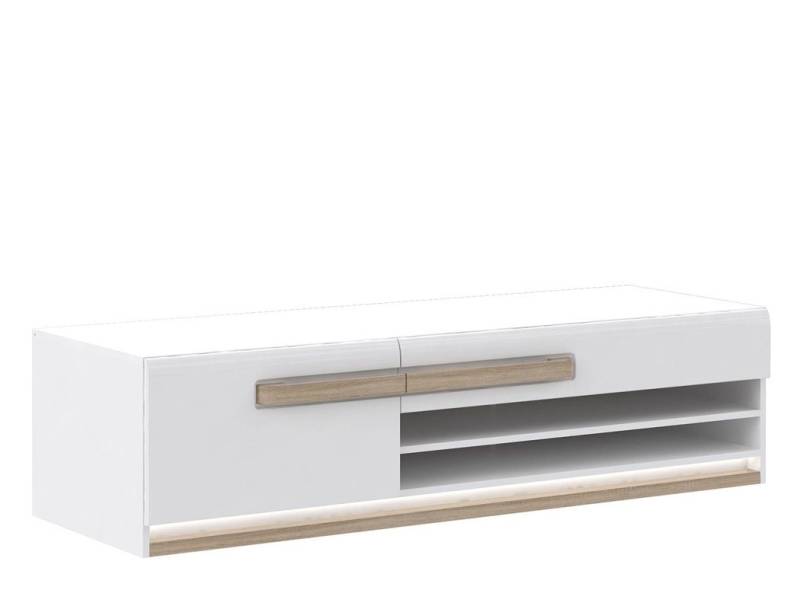 expendio TV-Board Aubry 11, Hochglanz weiß / Sonoma Eiche 160x40x53 cm mit LED-Beleuchtung von expendio