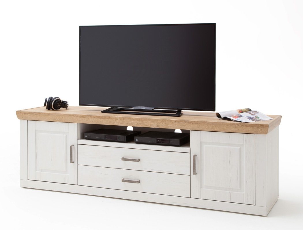 expendio TV-Board Bruneck 8, Pinie weiss 198x63x52 cm Landhausstil montiert von expendio