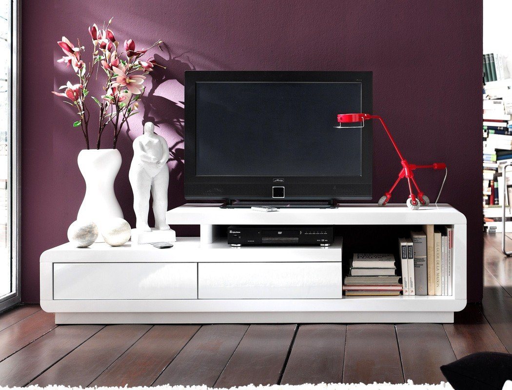 expendio TV-Board Celine, weiß Hochglanz 170x45x40 cm mit touch-open Funktion von expendio