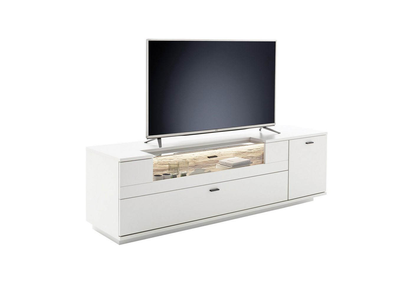 expendio TV-Board Linos 5, Modern white tiefgezogen / Wotan Eiche 3D sandgestrahlt, 195x60x50 cm expendio TV-Board Linos 5, Modern white tiefgezogen / Wotan Eiche 3D sandgestrahlt, 195x60x50 cm von expendio