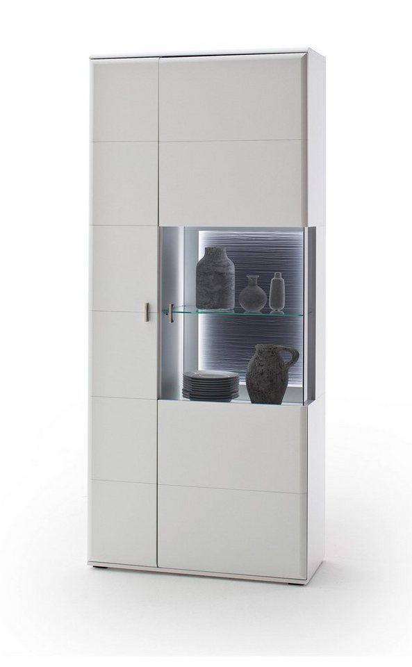 expendio Vitrine Alexia 4 weiß matt Nb. 90x208x38 cm vormontiert mit Rückwand in 3D-Optik expendio Vitrine Alexia 4 weiß matt Nb. 90x208x38 cm vormontiert mit Rückwand in 3D-Optik von expendio