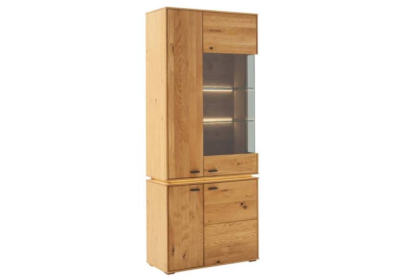 expendio Vitrine Cira 4-2 Wildeiche massiv, durchgehende Lamelle, 83x202x38 cm von expendio