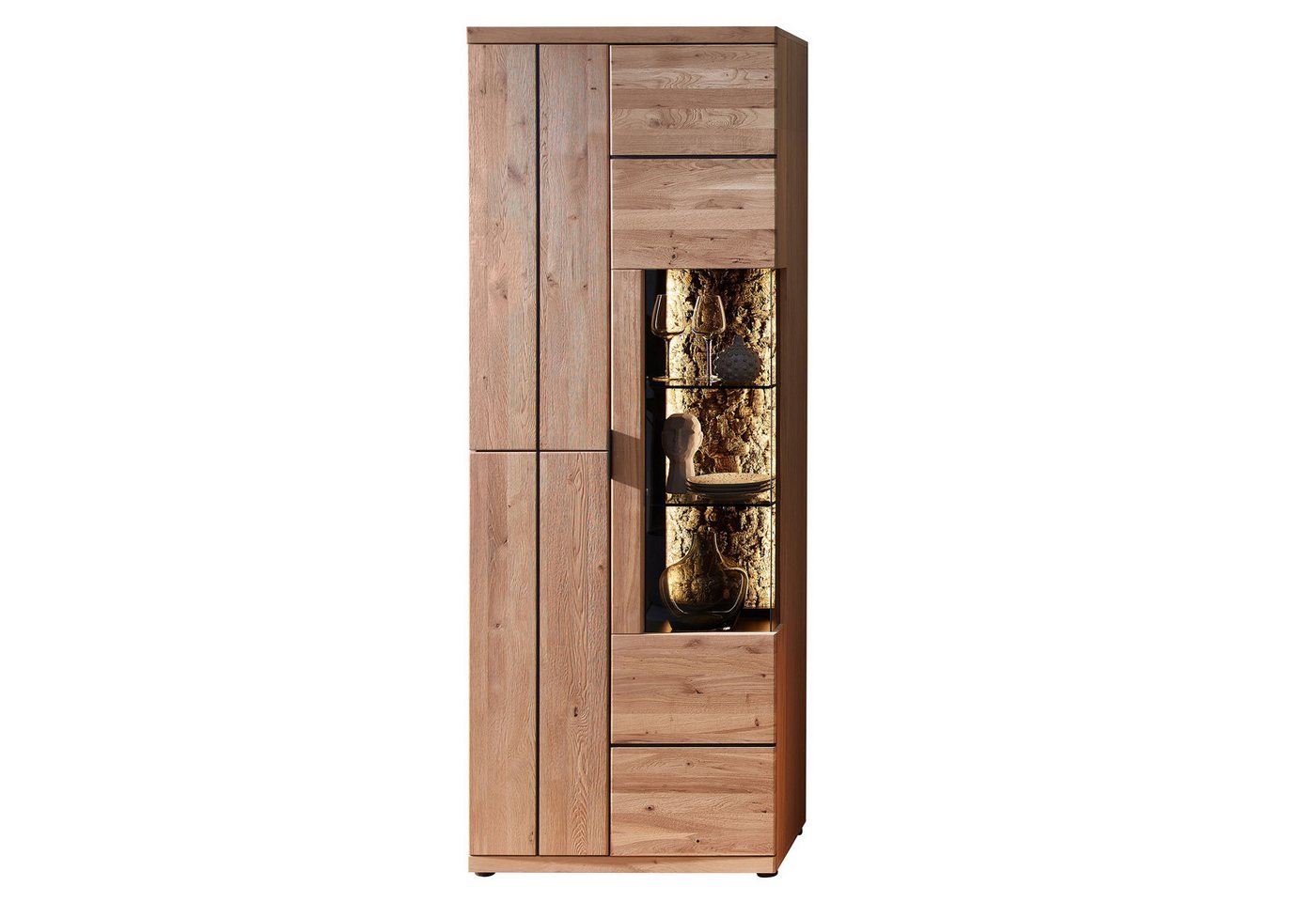 expendio Vitrine Donia 1 Wildeiche massiv, 75x207x42 cm von expendio