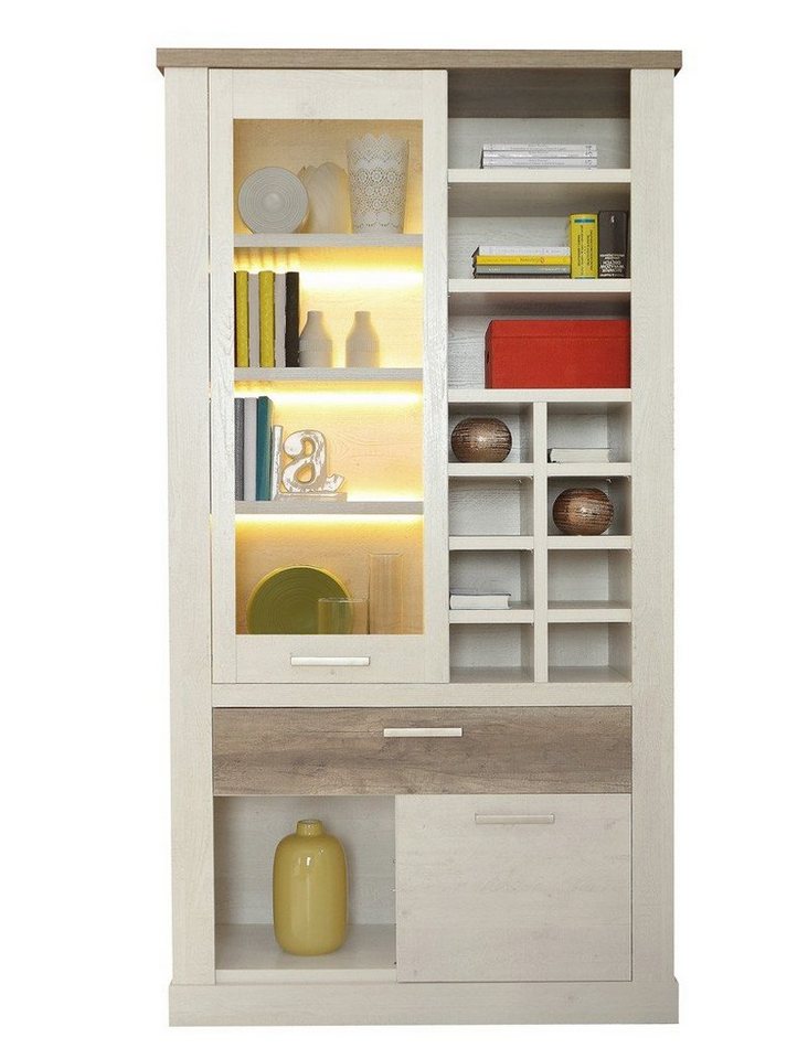 expendio Vitrine Durio 9 Pinie weiss 110x212x41 cm mit LED-Beleuchtung expendio Vitrine Durio 9 Pinie weiss 110x212x41 cm mit LED-Beleuchtung von expendio