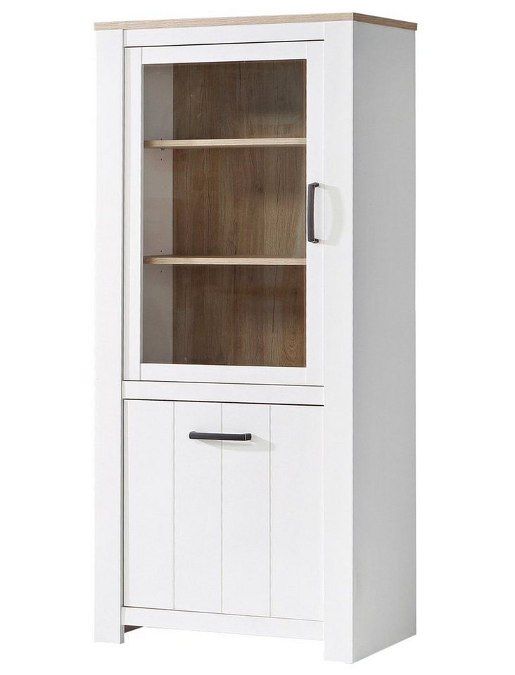 expendio Vitrine Eike 3 weiß / Eiche bianco 77x186x43 cm mit 2 Türen von expendio