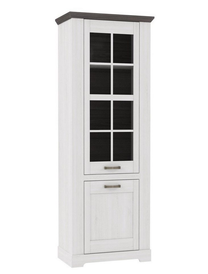 expendio Vitrine Gaston 15 weiß / grau 75x210x44 cm Landhausstil von expendio