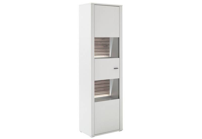 expendio Vitrine Laska 3 Modern White tiefgezogen / Viking Oak Nb. 61x206x37 cm von expendio