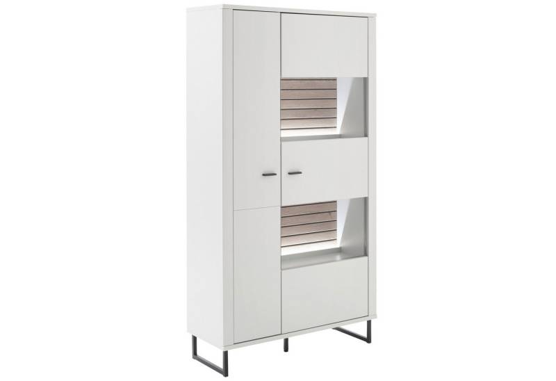 expendio Vitrine Laska 5 Modern White tiefgezogen / Viking Oak Nb. 100x185x37 cm von expendio