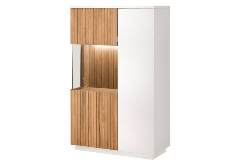 expendio Vitrine Linda 14 weiß-grau lackiert/ Eiche massiv bianco geölt 92x152x40 cm von expendio