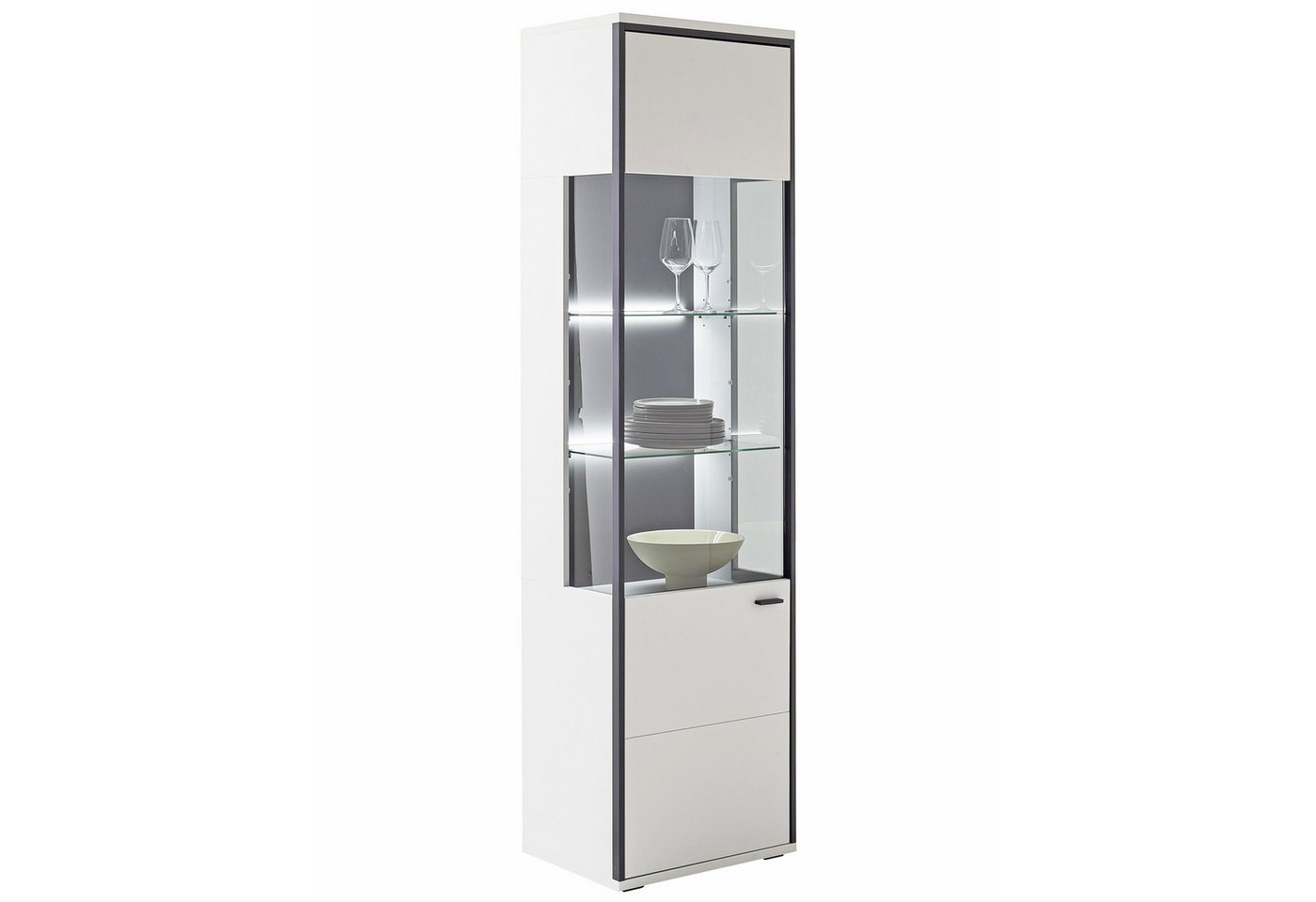 expendio Vitrine Martha 1 Modern white tiefgezogen / schwarzgrau, 54x199x38 cm von expendio