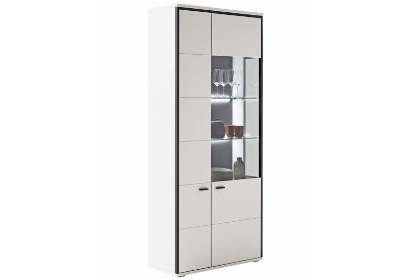 expendio Vitrine Martha 2 Modern white tiefgezogen / schwarzgrau, 84x199x38 cm von expendio