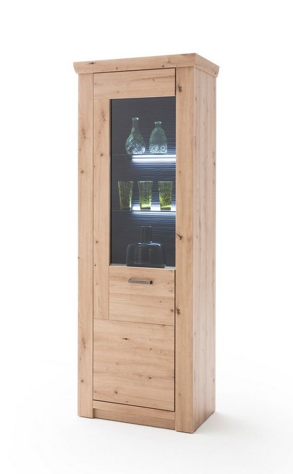 expendio Vitrine Mauro 3 Balkeneiche Nb. 74x211x45 cm mit Rückwand in 3D-Optik expendio Vitrine Mauro 3 Balkeneiche Nb. 74x211x45 cm mit Rückwand in 3D-Optik von expendio