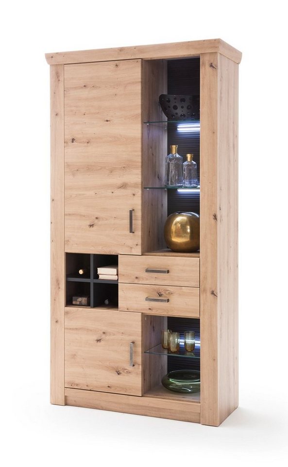 expendio Vitrine Mauro 4 Balkeneiche Nb. 110x211x45 cm mit Rückwand in 3D-Optik expendio Vitrine Mauro 4 Balkeneiche Nb. 110x211x45 cm mit Rückwand in 3D-Optik von expendio