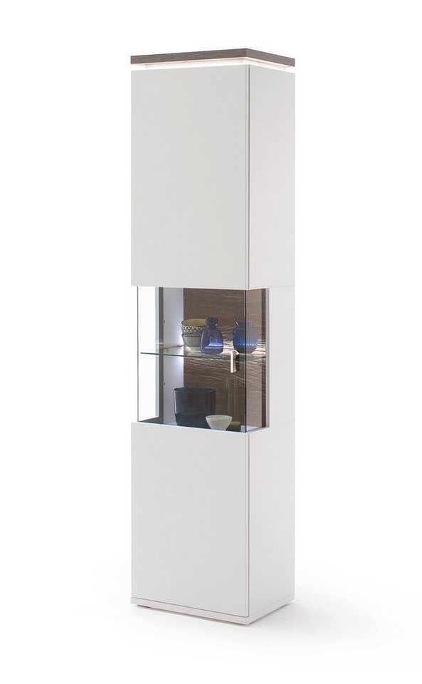 expendio Vitrine Monia 3 weiß matt Nb. / Amberg Eiche Nb. 50x208x37 vormontiert, Beleuchtung expendio Vitrine Monia 3 weiß matt Nb. / Amberg Eiche Nb. 50x208x37 vormontiert, Beleuchtung von expendio