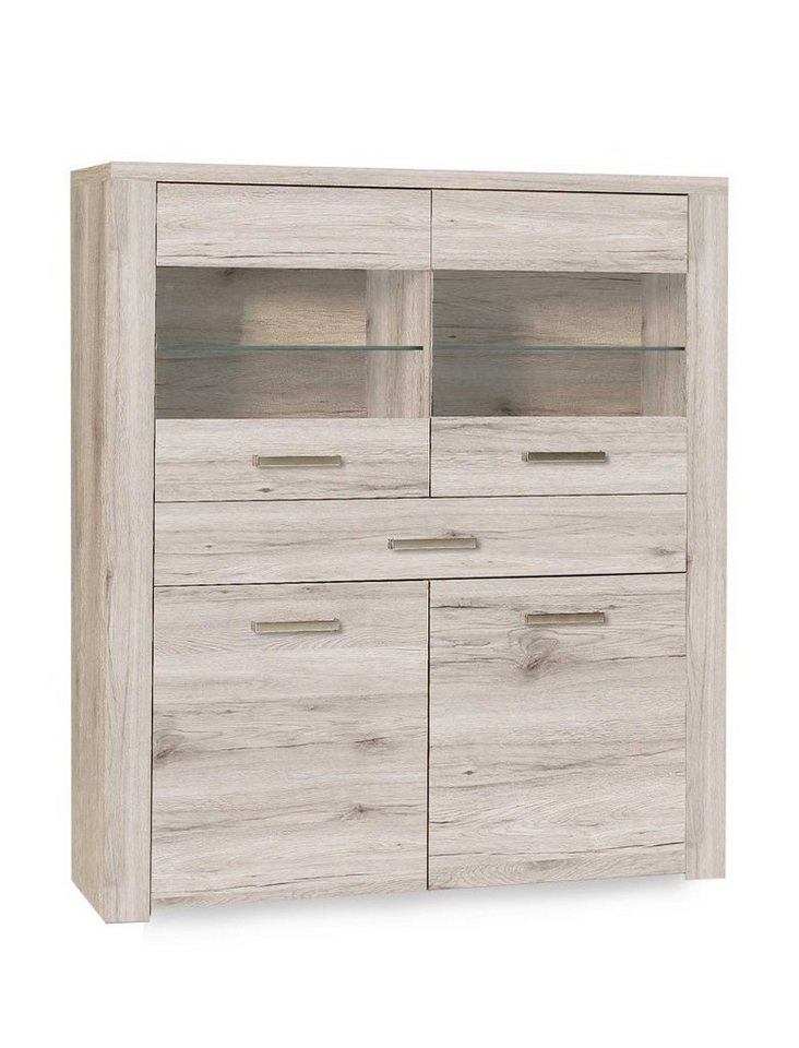 expendio Vitrine Phil 4 sandeiche 127x144x41 cm mit Glasbodenbeleuchtung von expendio