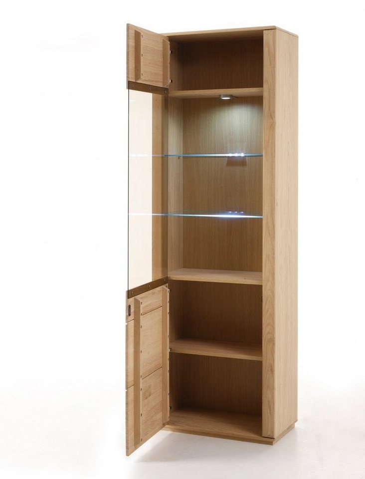 expendio Vitrine Senta 4 Eiche bianco teilmassiv 69x209x38 cm vormontiert Beleuchtung Softclose expendio Vitrine Senta 4 Eiche bianco teilmassiv 69x209x38 cm vormontiert Beleuchtung Softclose von expendio